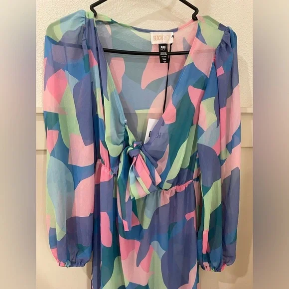 NWT Beach Riot Shiloh Printed Long Sleeve Swimsuit Coverup Maxi Dress - Picture 5 of 10